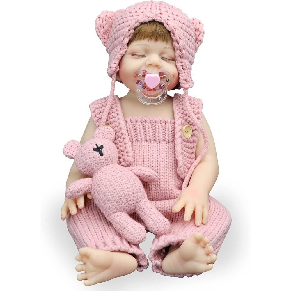 🆕22Inch Full Body Vinyl Silicone Newborn Baby Poseable Limbs with Dimples Girl